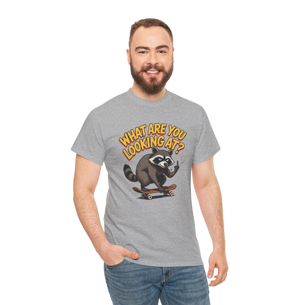 Funny Raccoon Graphic T-Shirt — What Are You Looking At Skater Humor Gift Tee
