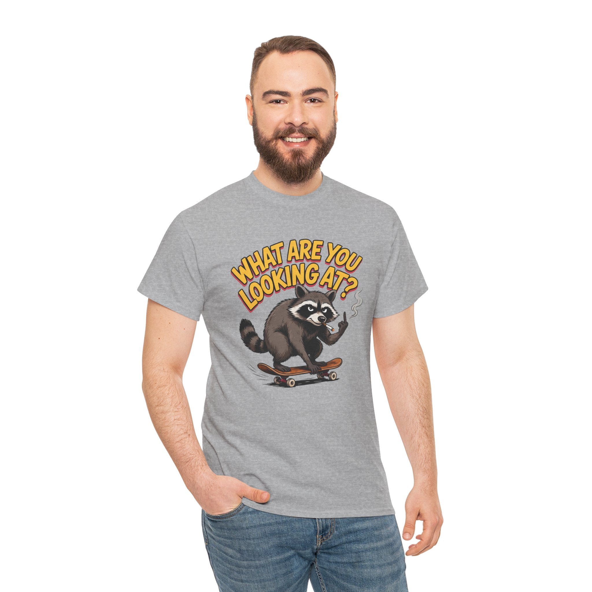 Funny Raccoon Graphic T-Shirt — What Are You Looking At Skater Humor Gift Tee