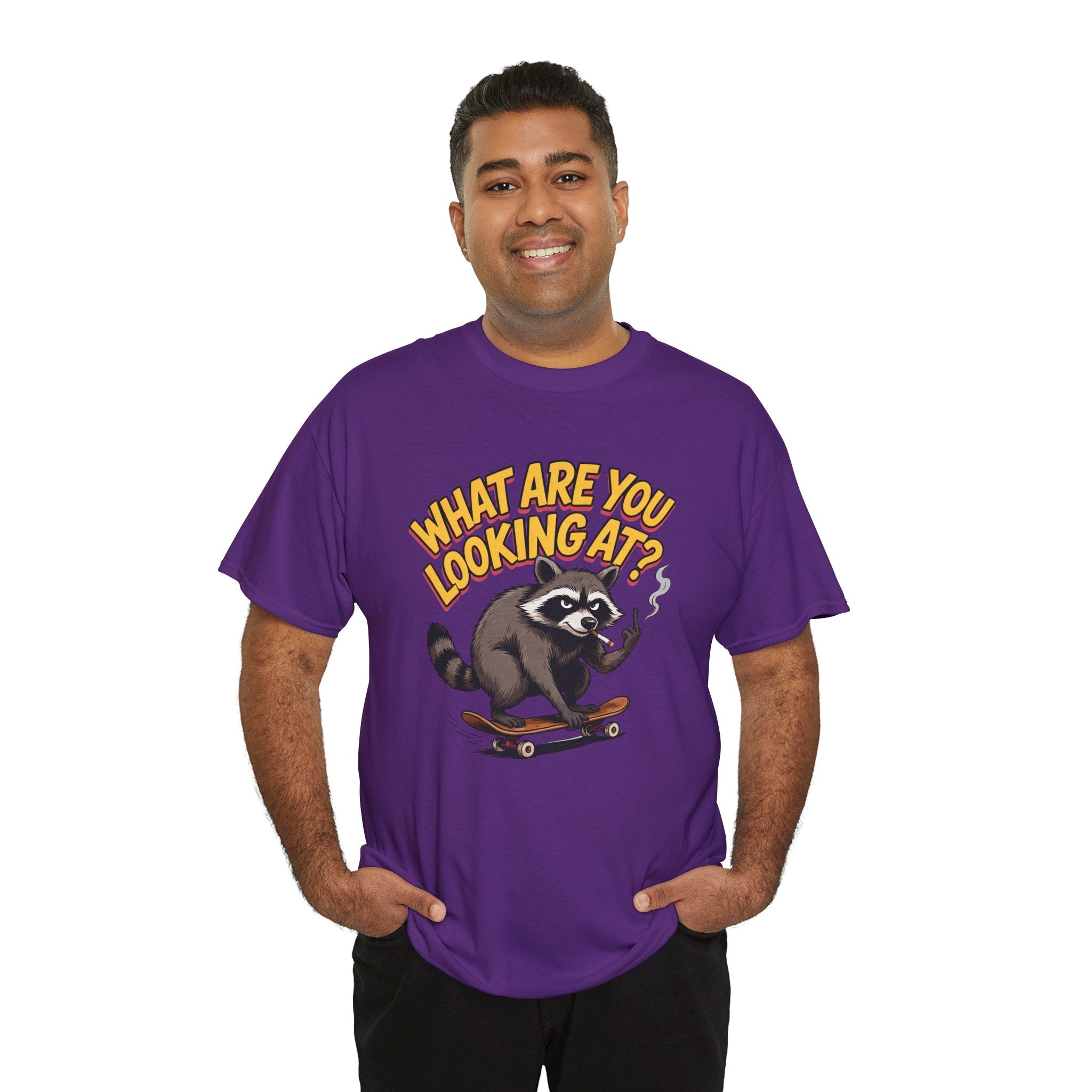 Funny Raccoon Graphic T-Shirt — What Are You Looking At Skater Humor Gift Tee