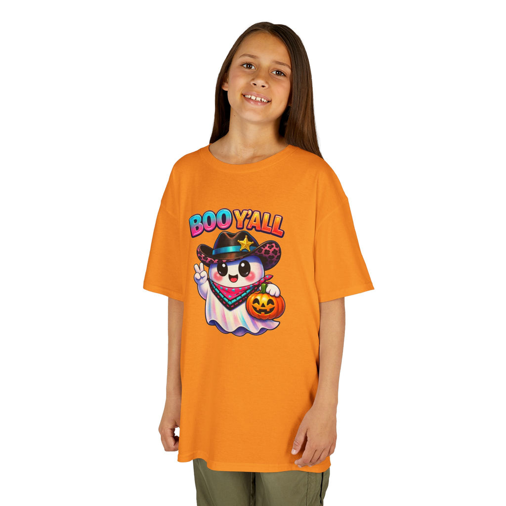 Kids Tee — 'Boo Y'all' Ghost Cowboy Halloween Shirt