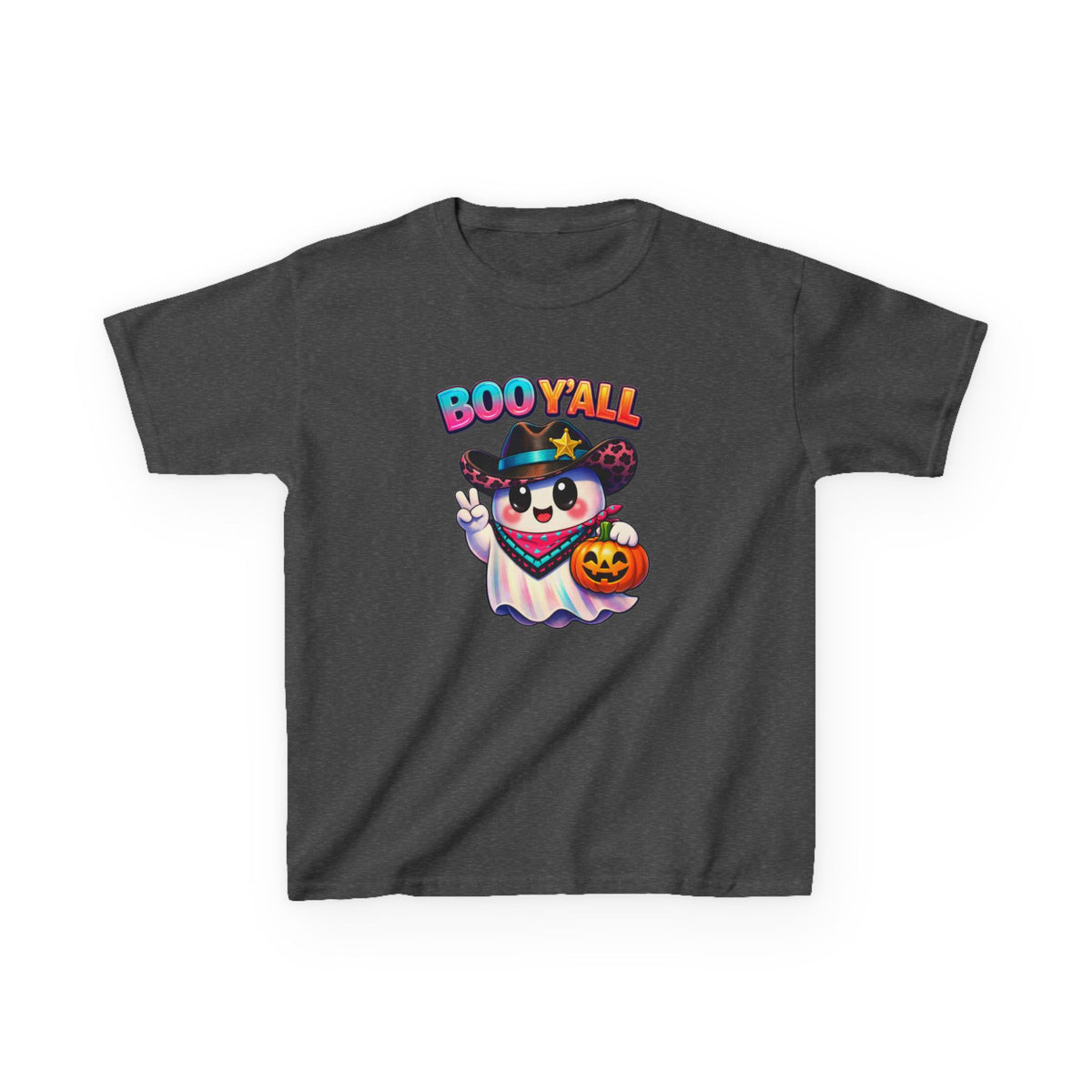 Kids Tee — 'Boo Y'all' Ghost Cowboy Halloween Shirt
