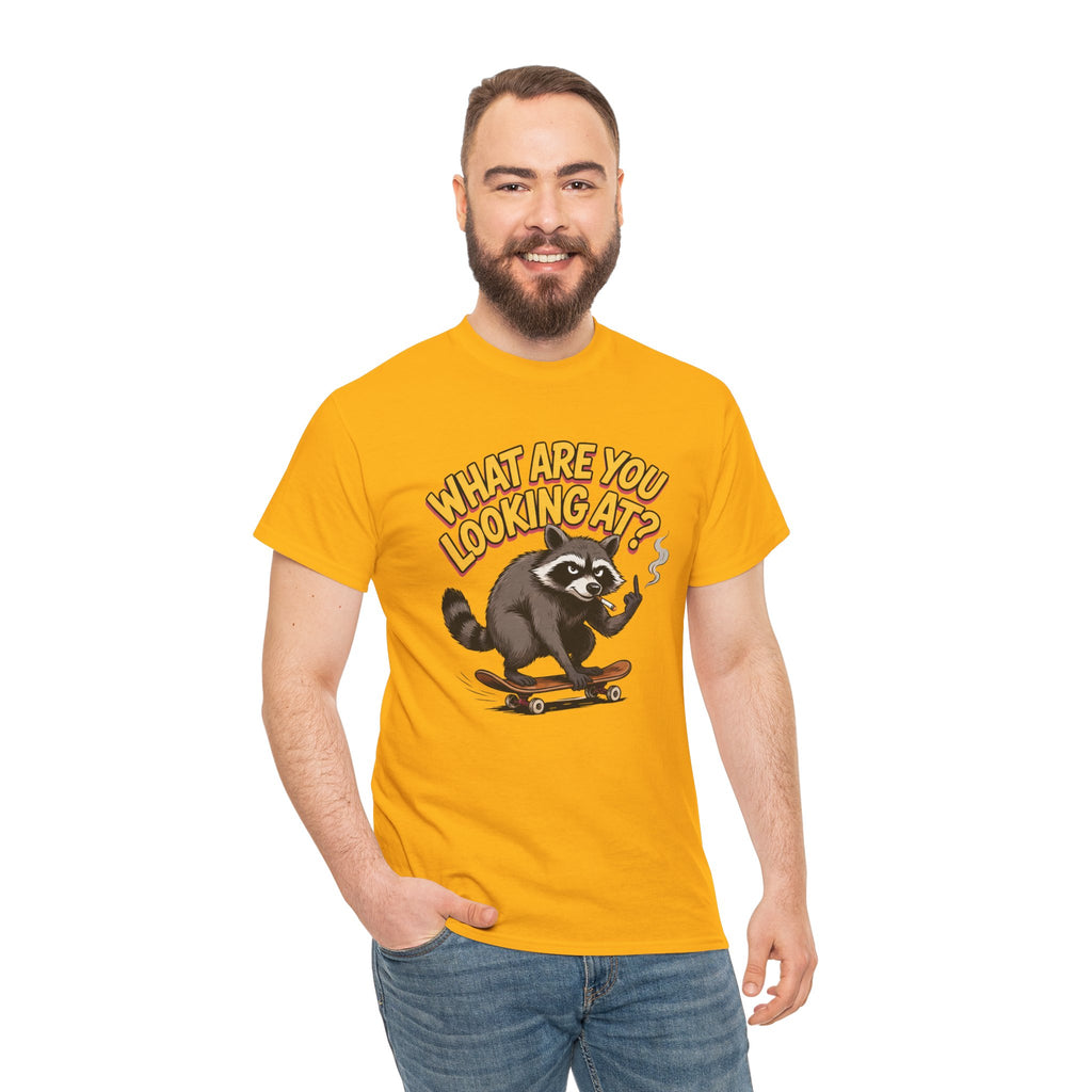 Funny Raccoon Graphic T-Shirt — What Are You Looking At Skater Humor Gift Tee