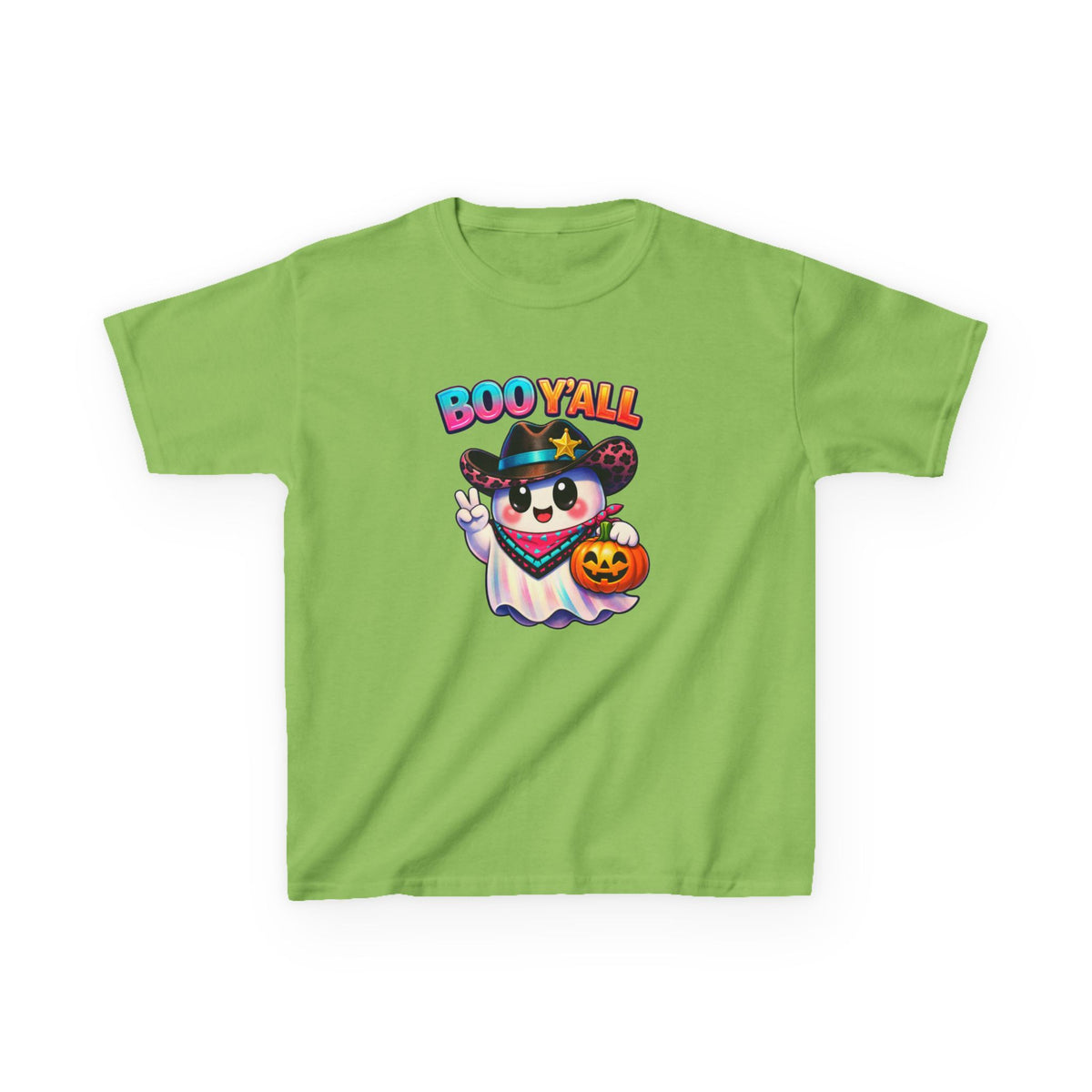 Kids Tee — 'Boo Y'all' Ghost Cowboy Halloween Shirt