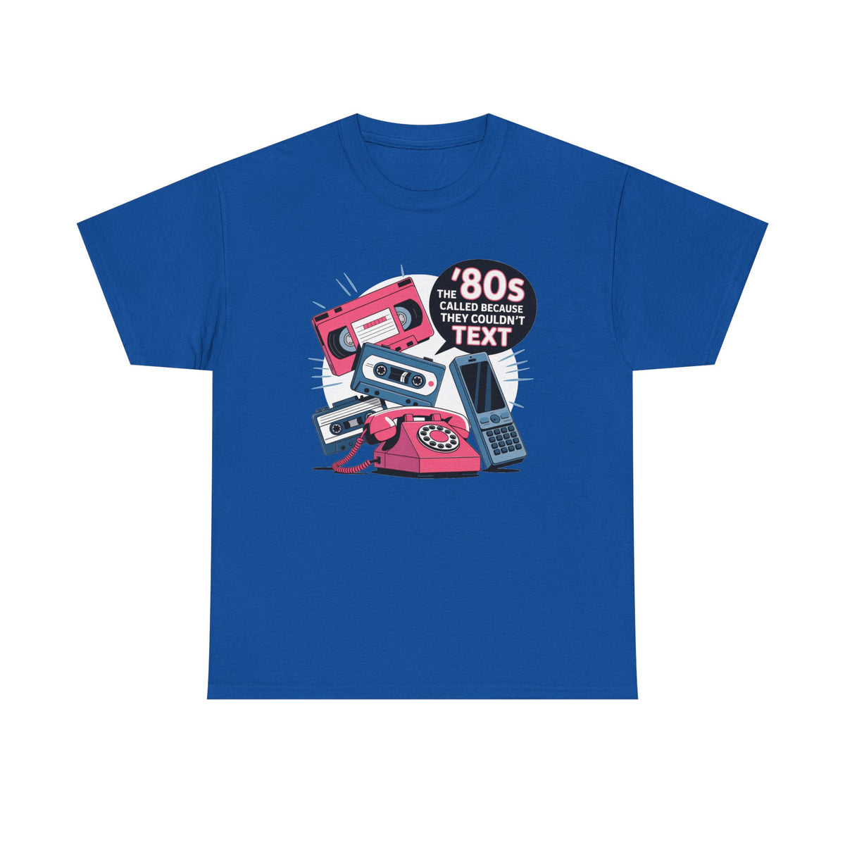 '80s Retro Phones Tee – Vintage Rotary, Cassette & Brick Cell Graphic T-Shirt