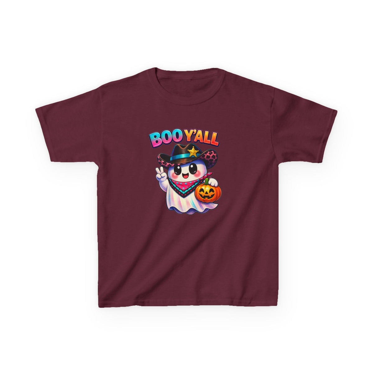 Kids Tee — 'Boo Y'all' Ghost Cowboy Halloween Shirt