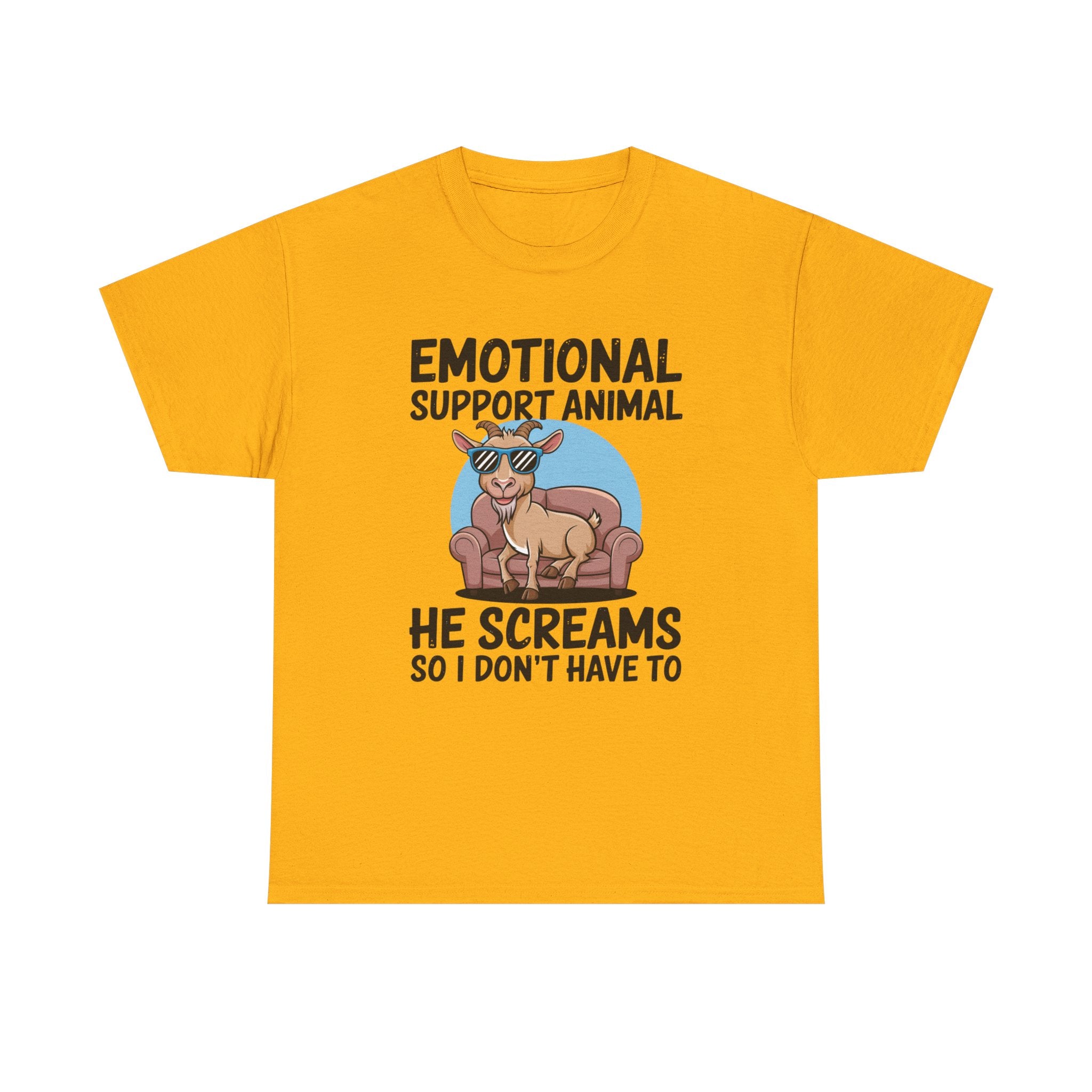 Funny Goat T-Shirt — He Screams So I Don't Have To Emotional Support Animal Gift Tee