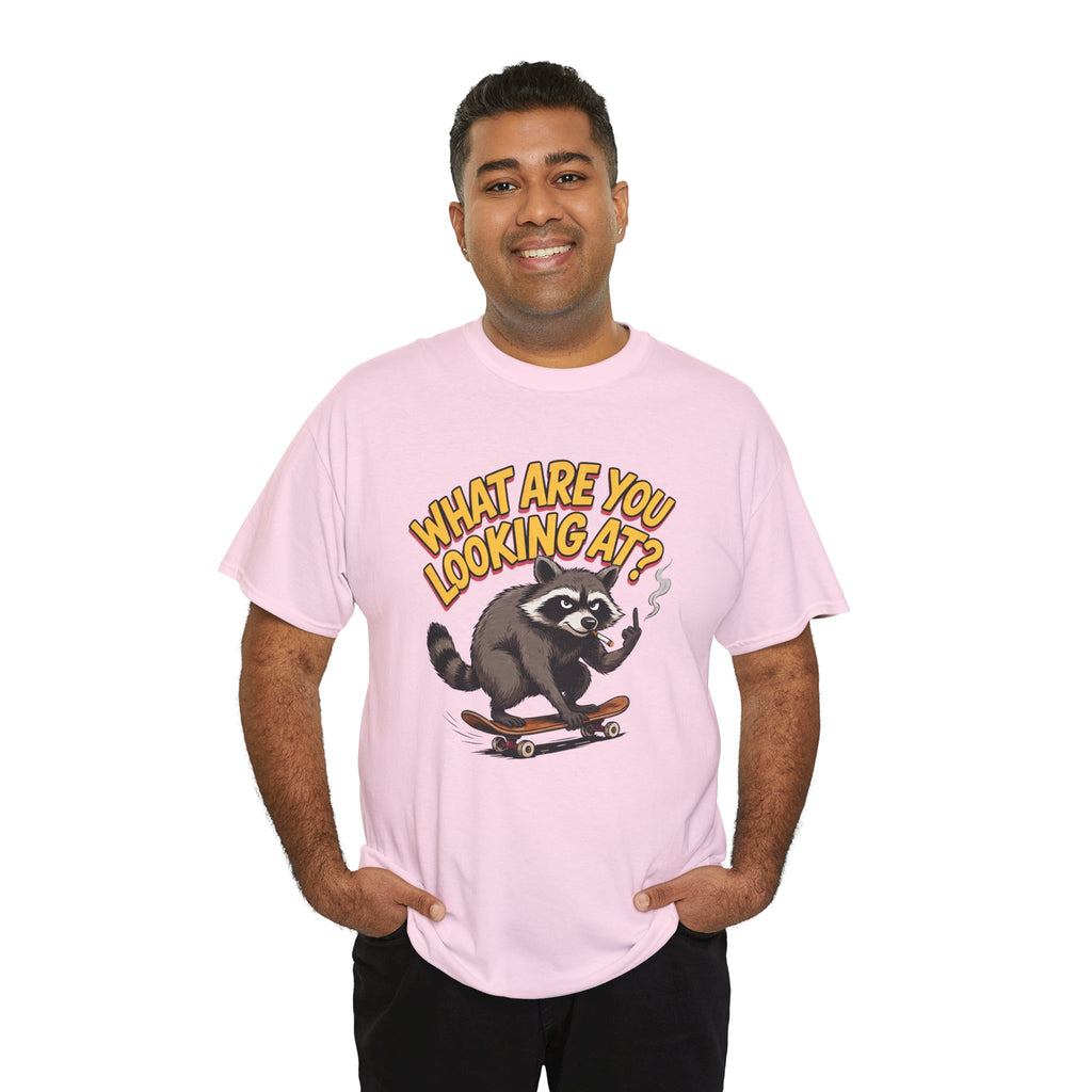 Funny Raccoon Graphic T-Shirt — What Are You Looking At Skater Humor Gift Tee