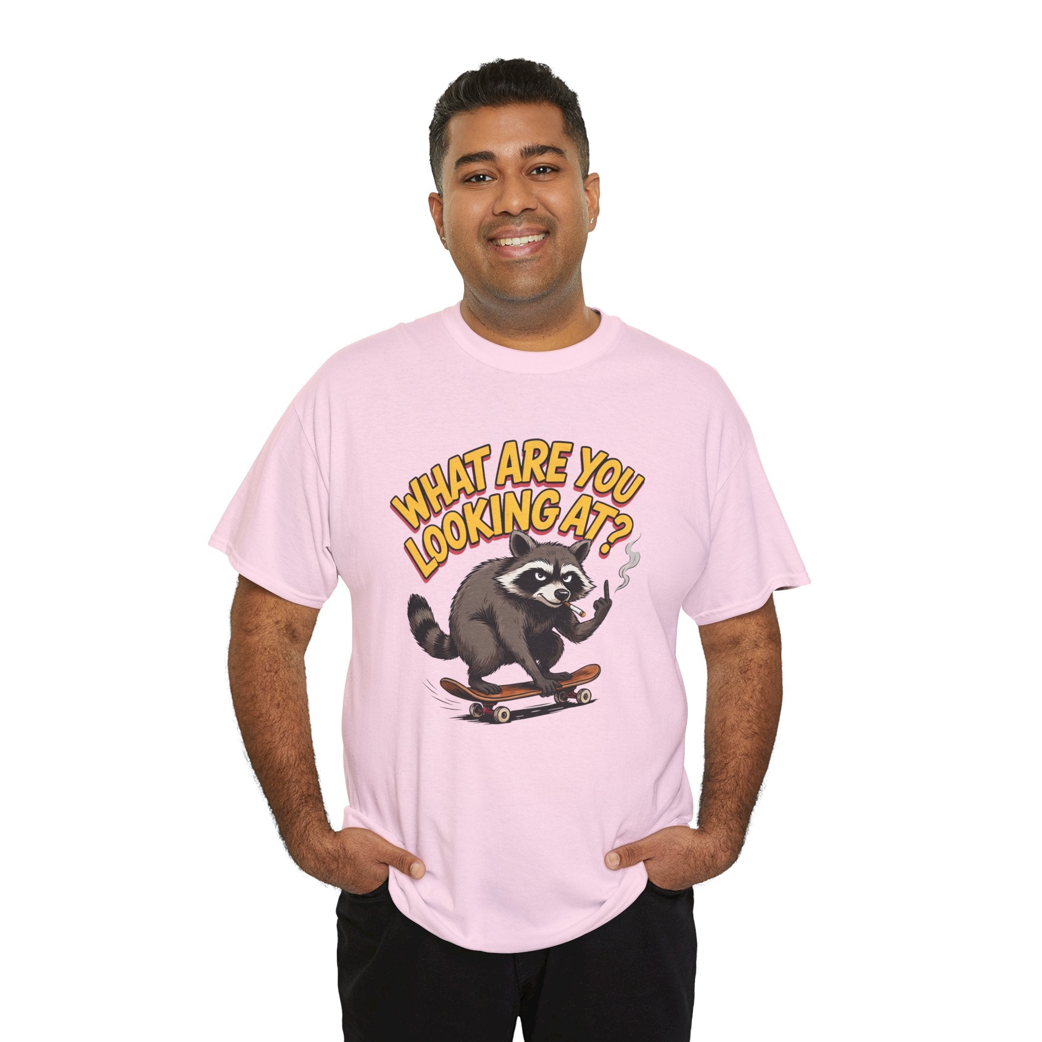 Funny Raccoon Graphic T-Shirt — What Are You Looking At Skater Humor Gift Tee