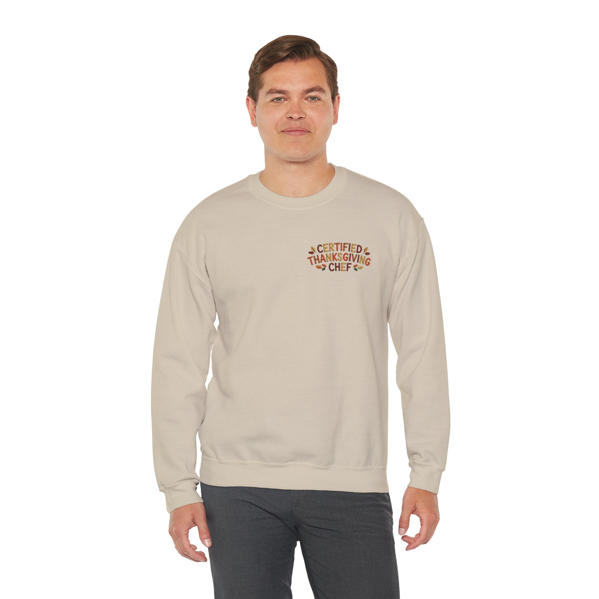Funny Thanksgiving Crewneck Sweatshirt — Certified Thanksgiving Chef Rustic Holiday Gift Pullover