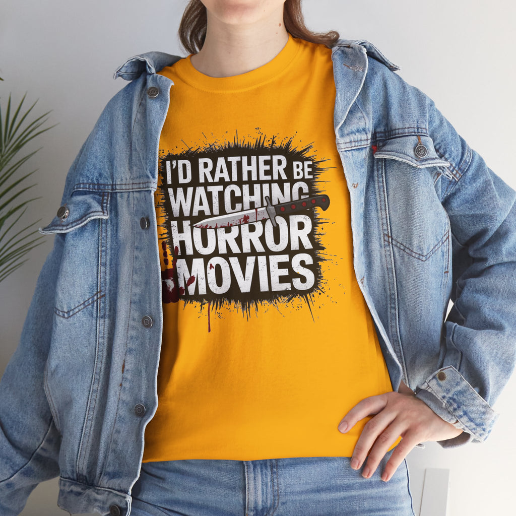 Horror Movie Fan T-Shirt — "I'd Rather Be Watching Horror Movies" Graphic Tee