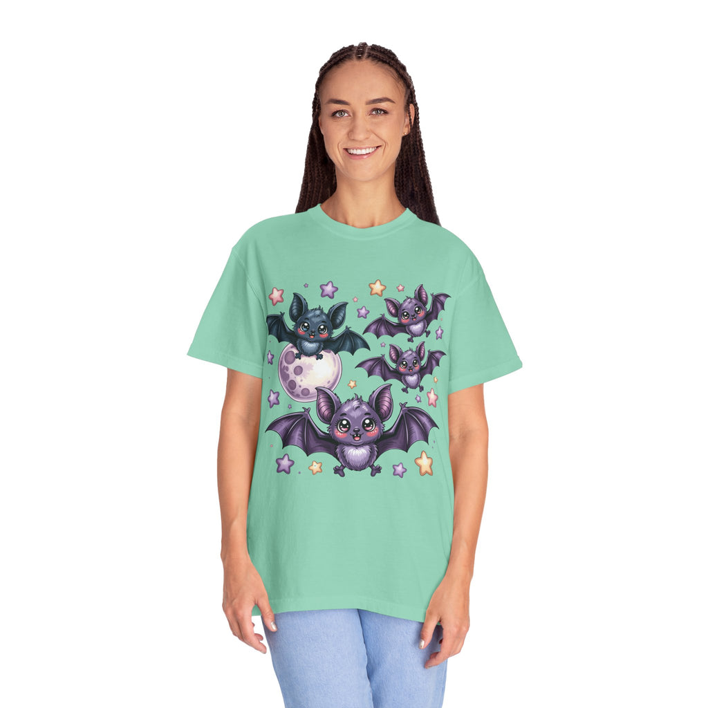 Cute Purple Bats T-Shirt — Kawaii Night Moon & Stars Tee