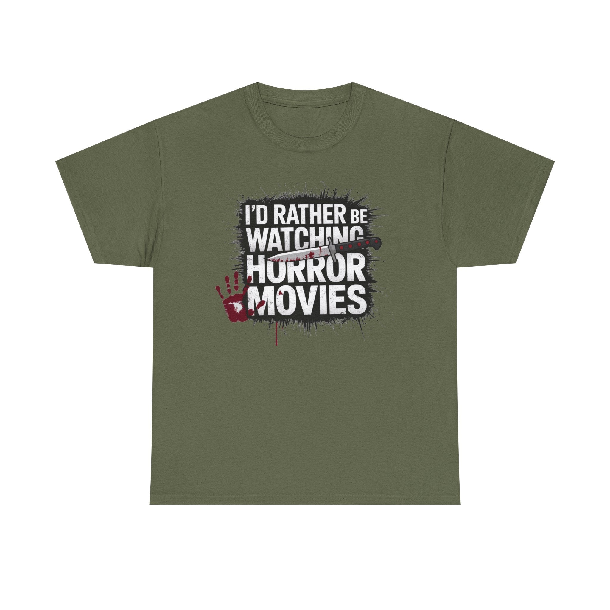 Horror Movie Fan T-Shirt — "I'd Rather Be Watching Horror Movies" Graphic Tee