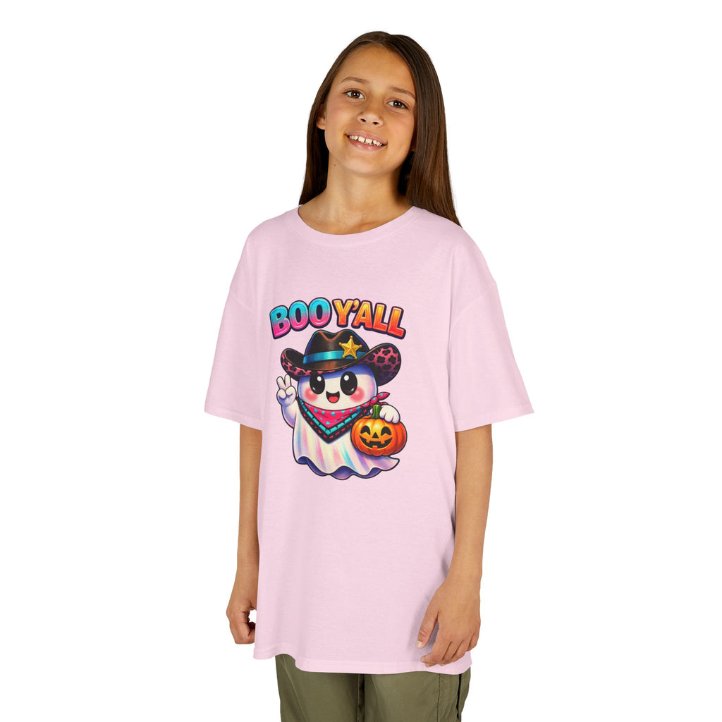 Kids Tee — 'Boo Y'all' Ghost Cowboy Halloween Shirt