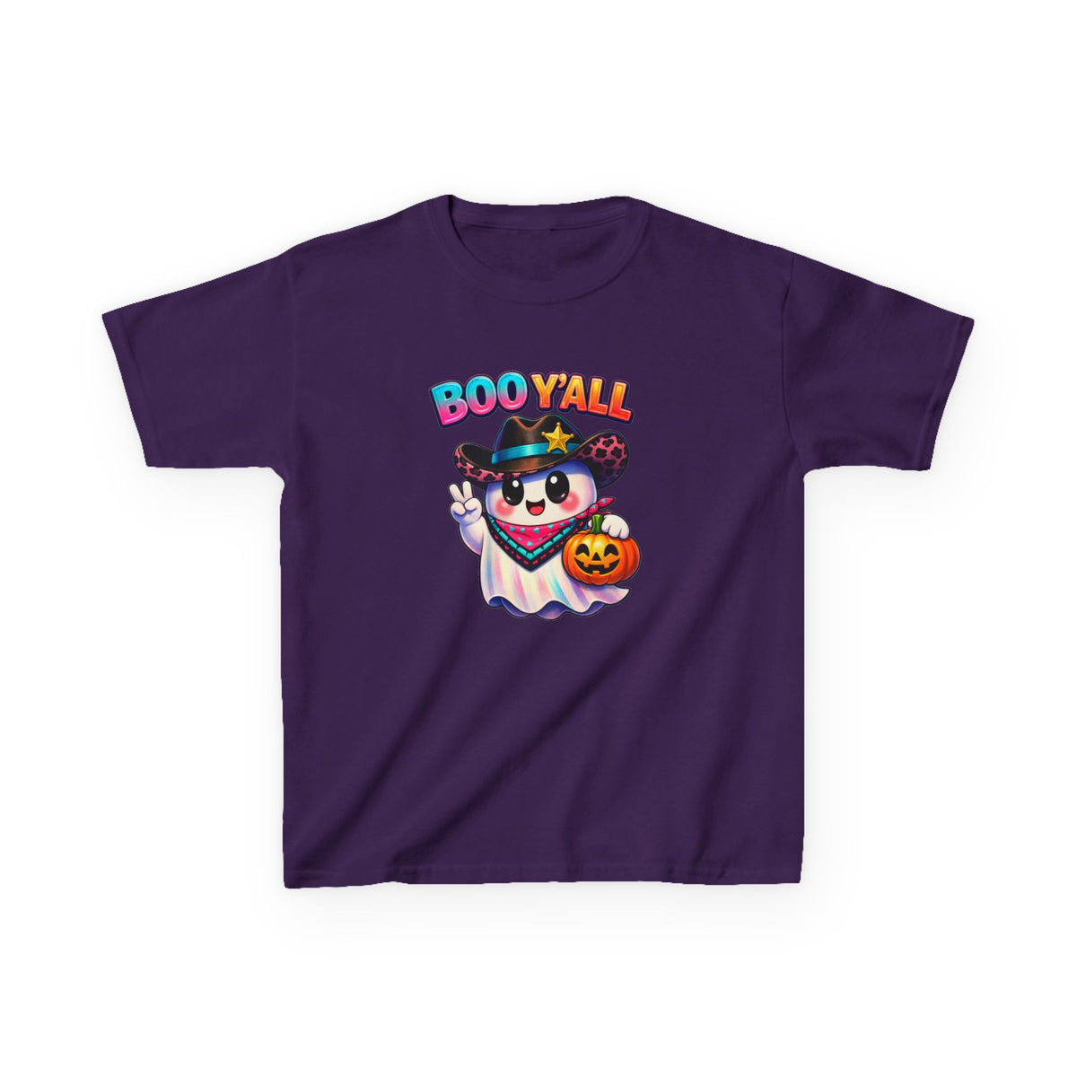 Kids Tee — 'Boo Y'all' Ghost Cowboy Halloween Shirt