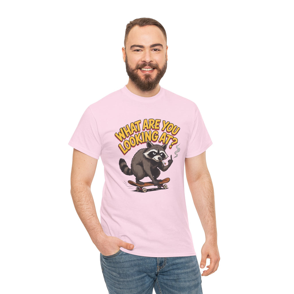 Funny Raccoon Graphic T-Shirt — What Are You Looking At Skater Humor Gift Tee
