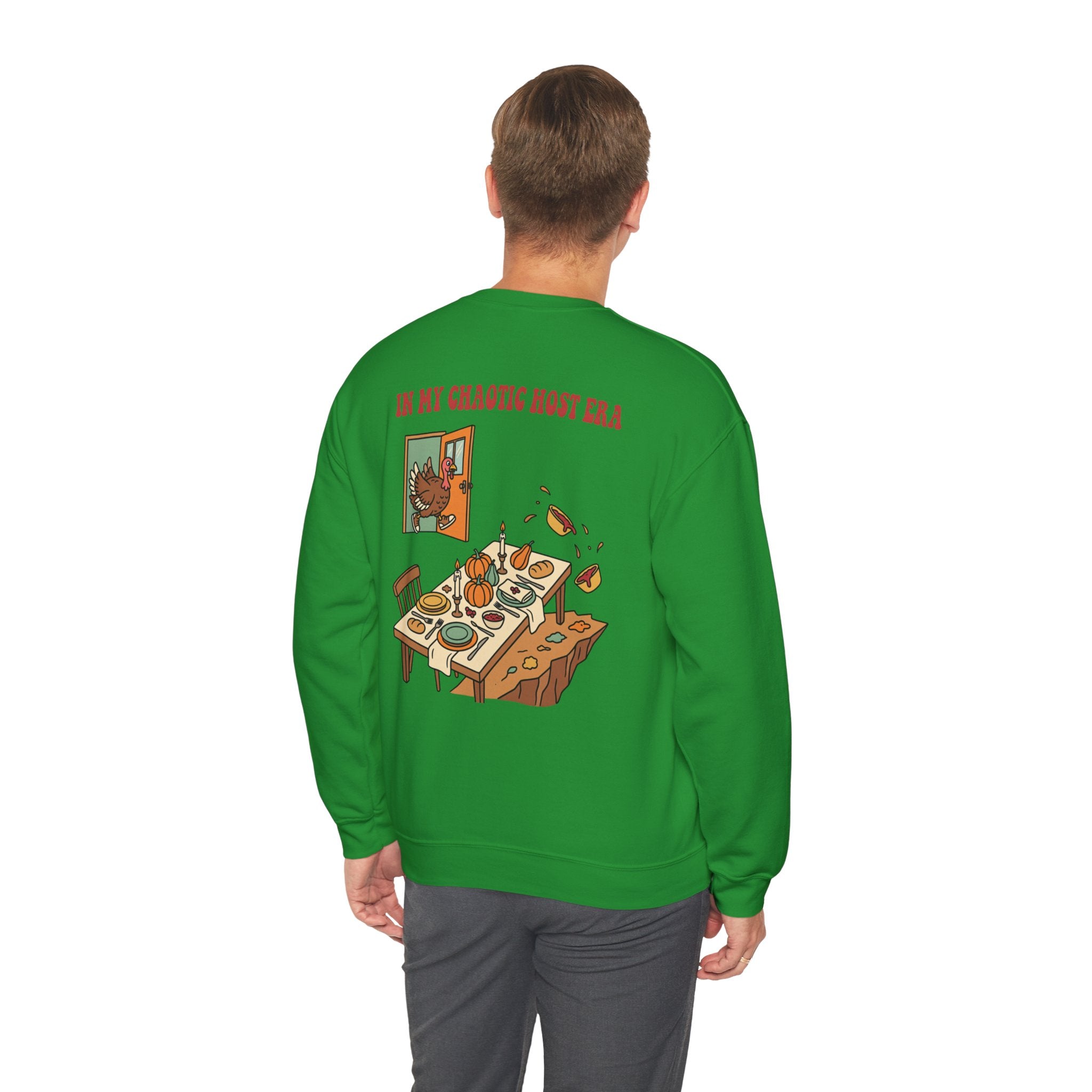 Funny Thanksgiving Host Crewneck Sweatshirt — My Table Seats 6 My Anxiety Seats 12 Gift Pullover