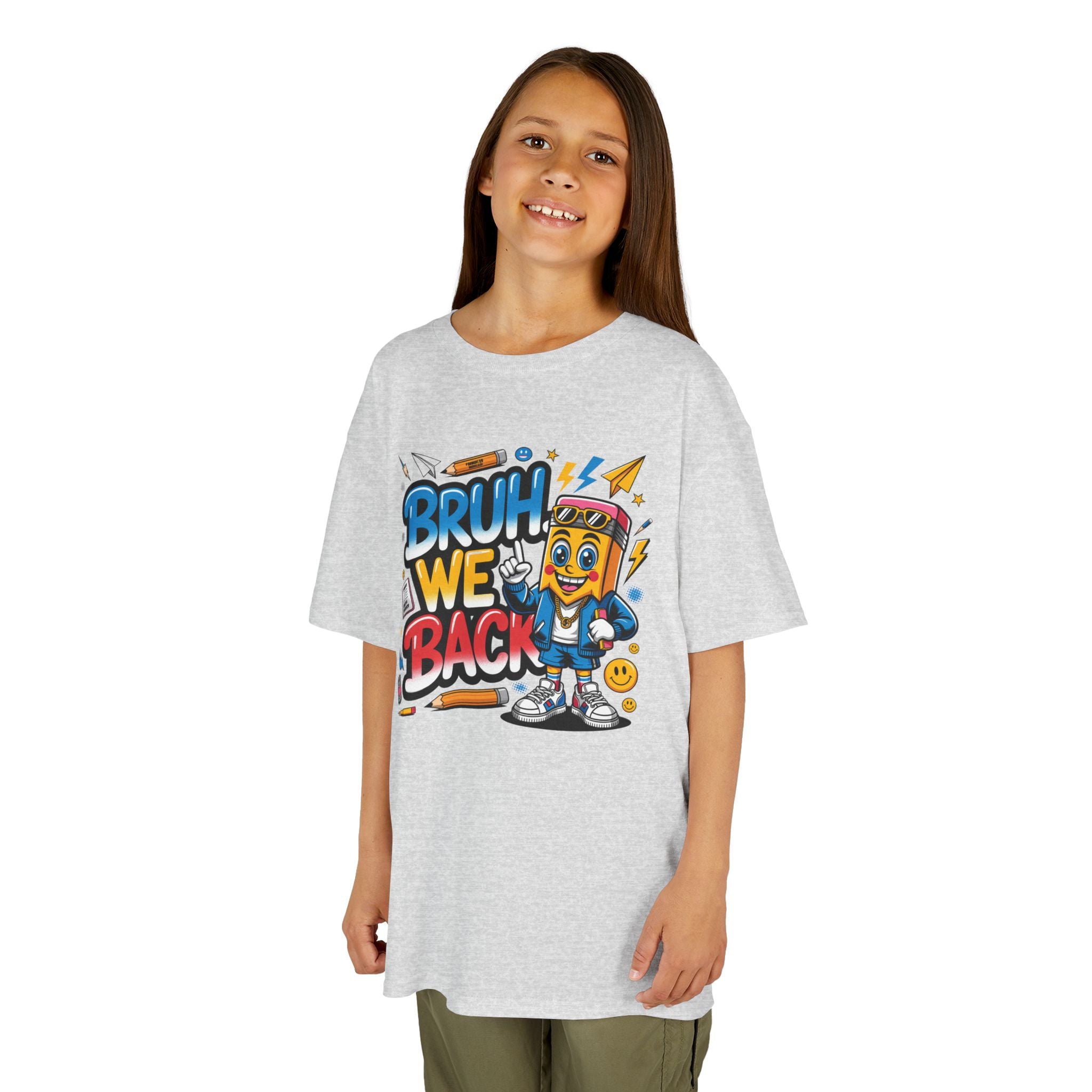 Kids T-Shirt — "Bruh We Back" Cartoon Graphic Tee
