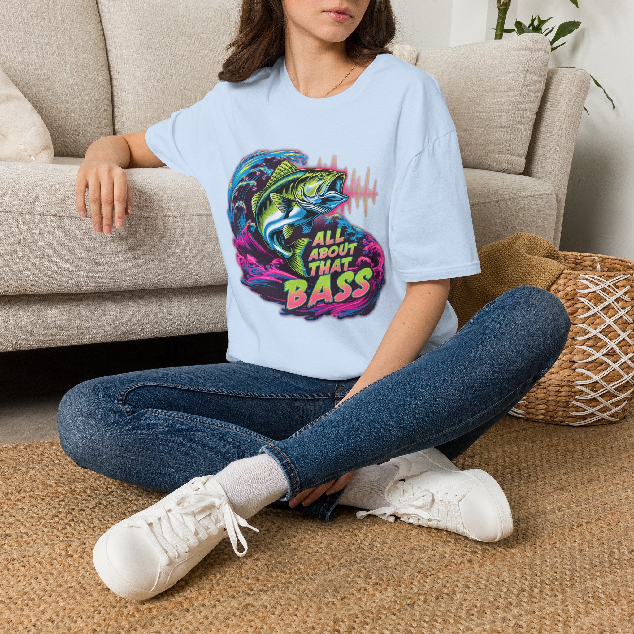 Bass Fishing T-Shirt — "All About That Bass" Retro Wave Graphic