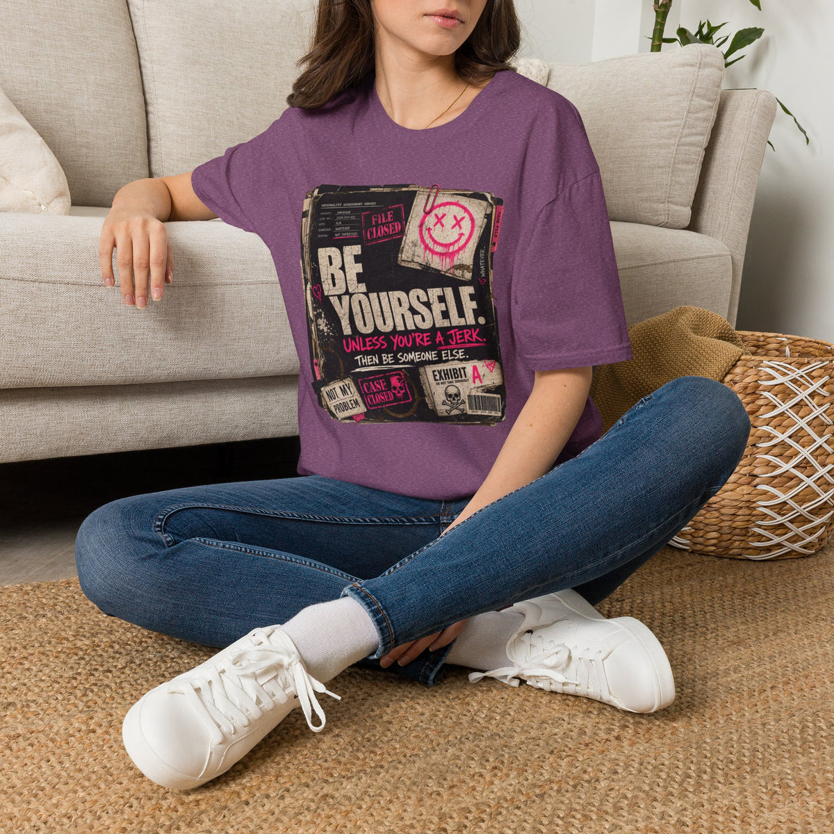 T‑Shirt — 'Be Yourself' Vintage Grunge Graphic Tee (Be Yourself, Unless You’re a Jerk)