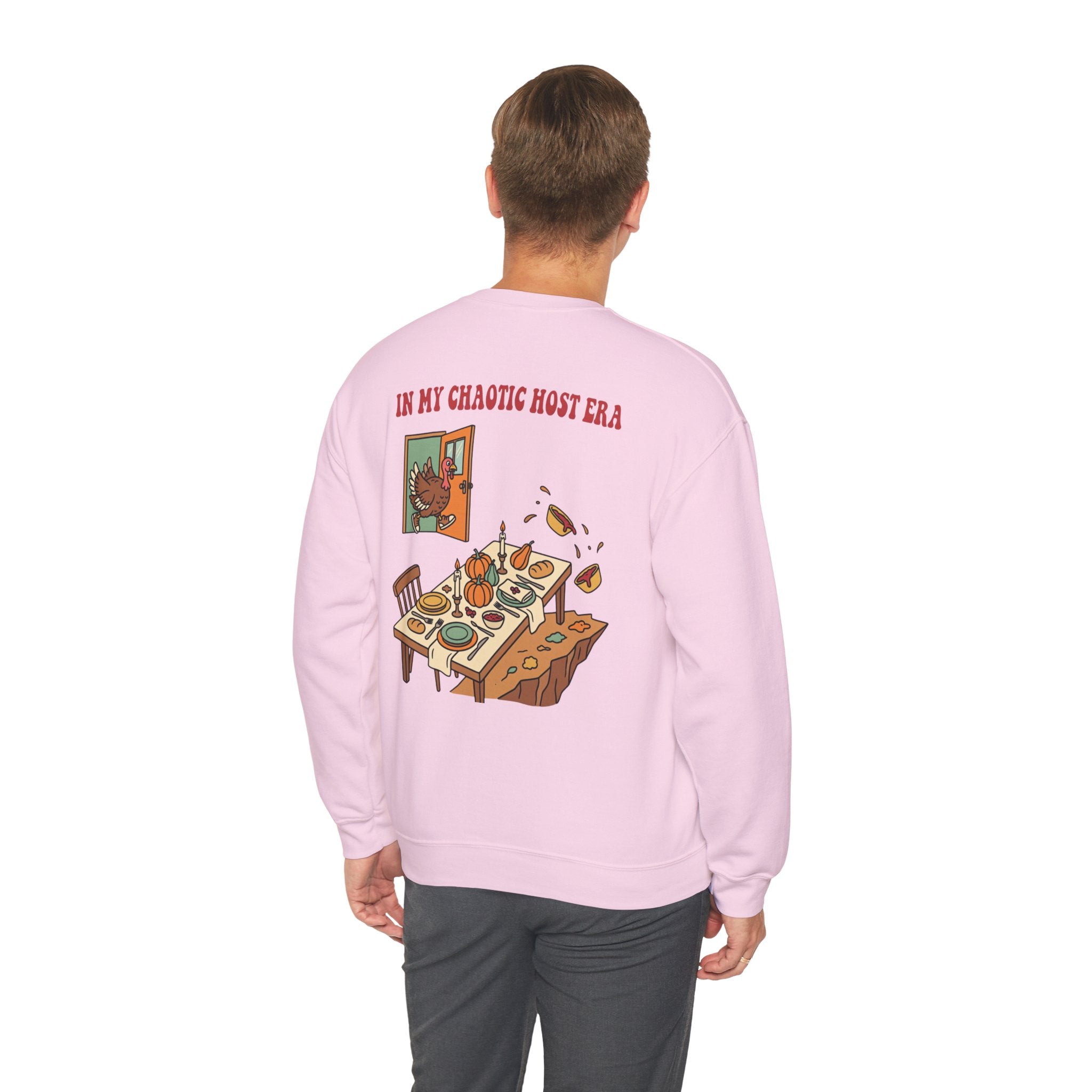 Funny Thanksgiving Host Crewneck Sweatshirt — My Table Seats 6 My Anxiety Seats 12 Gift Pullover