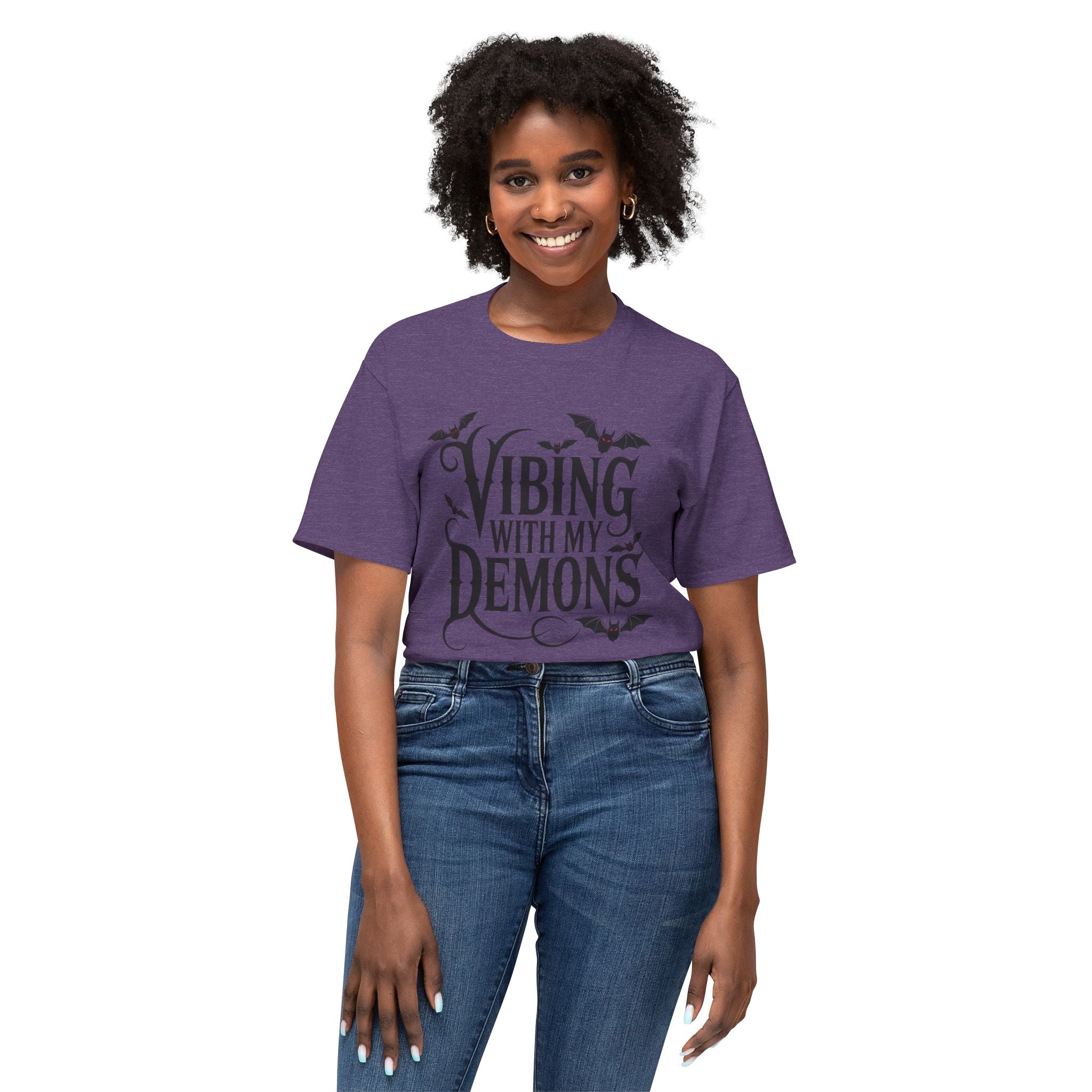 Funny Gothic Halloween T-Shirt — Vibing With My Demons Dark Humor Gift Tee