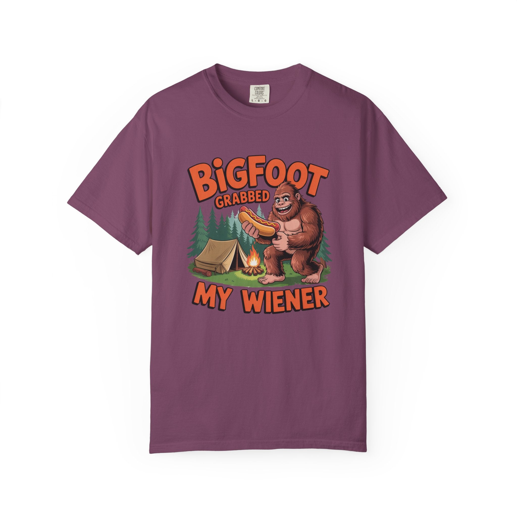 Bigfoot Grabbed My Wiener T-Shirt — Funny Camping Sasquatch Tee