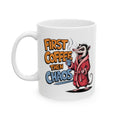 First Coffee Then Chaos Ceramic Mug — Funny Possum in Robe Coffee Cup (11oz/15oz)