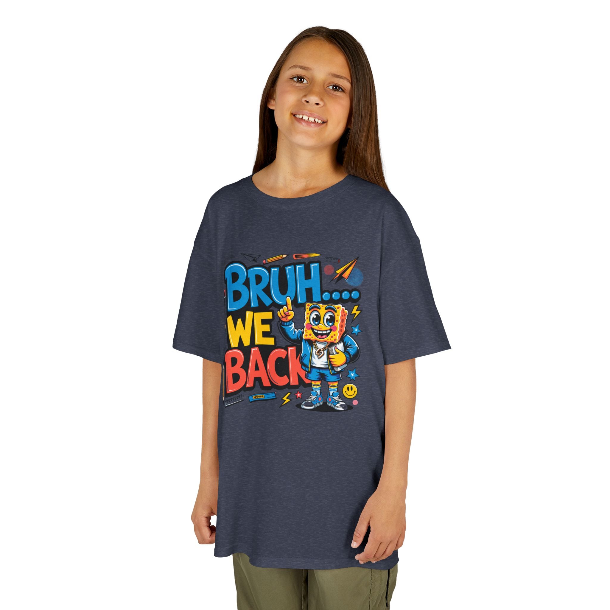 Kids Tee — "Bruh... We Back" Cartoon Sponge Graphic