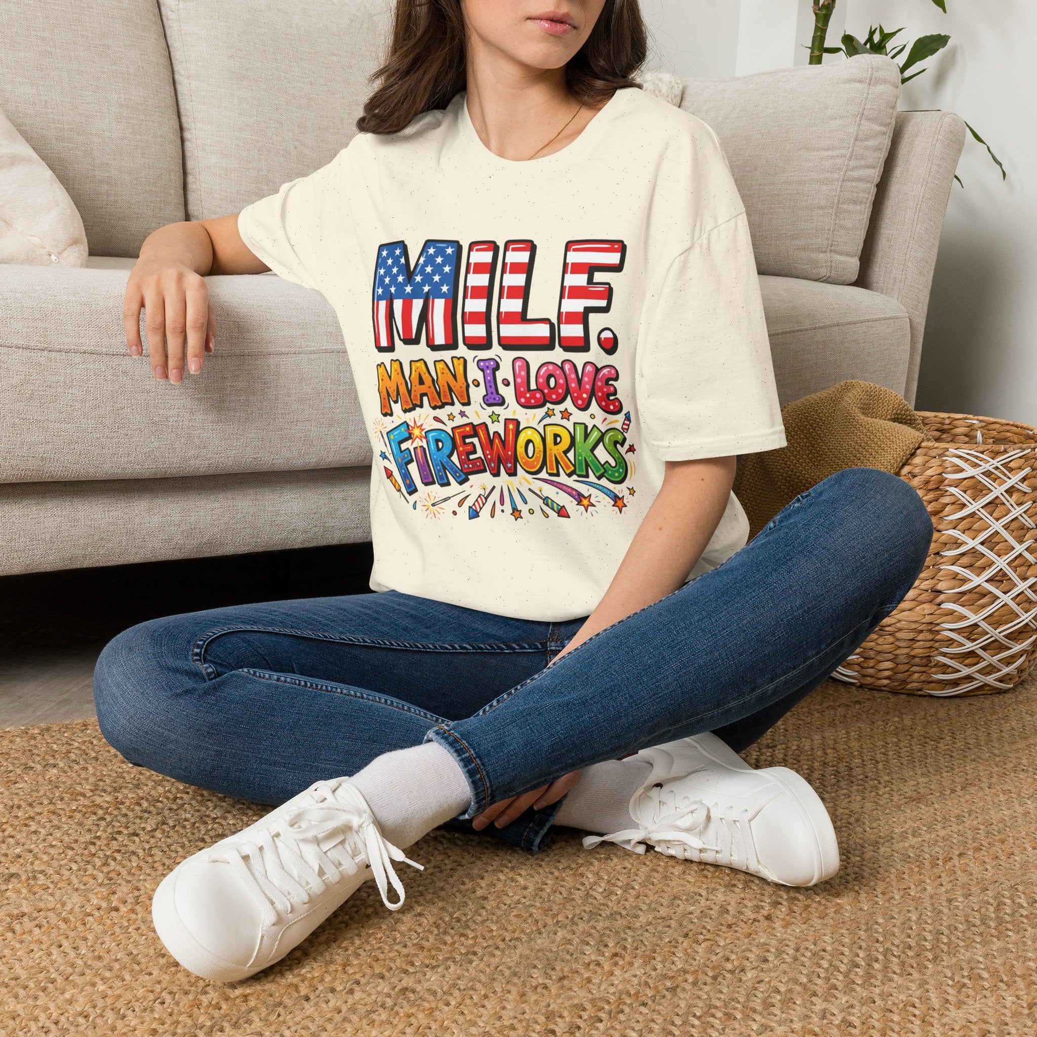 T-Shirt — "MILF. Man I Love fireworks" Patriotic Fireworks Graphic Tee