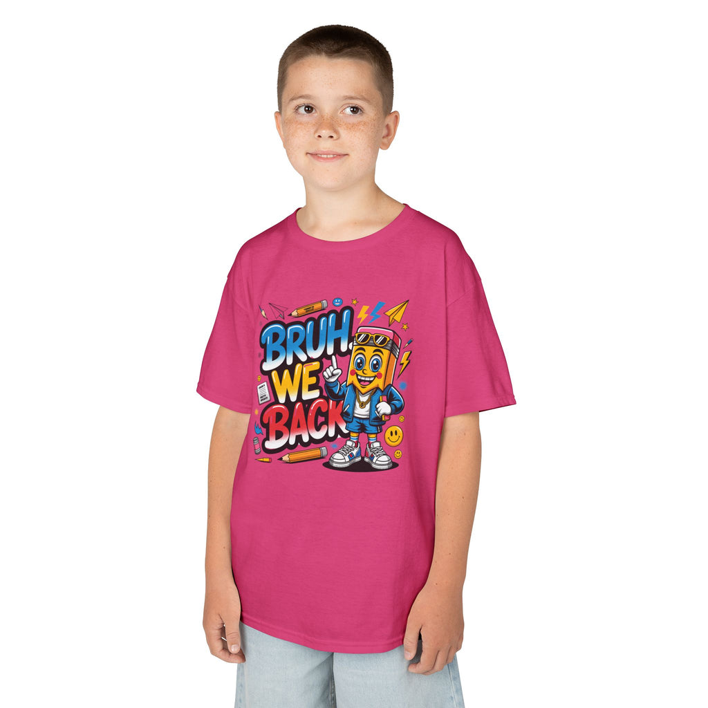 Kids Tee — "Bruh We Back" Retro Cartoon Graphic Shirt