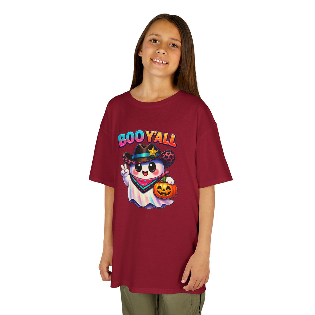 Kids Tee — 'Boo Y'all' Ghost Cowboy Halloween Shirt
