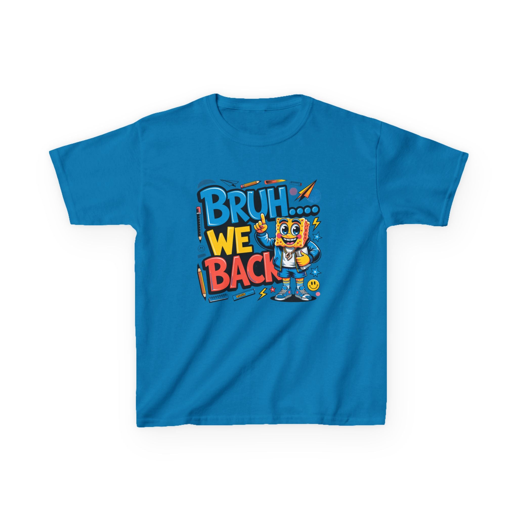 Kids Tee — "Bruh... We Back" Cartoon Sponge Graphic