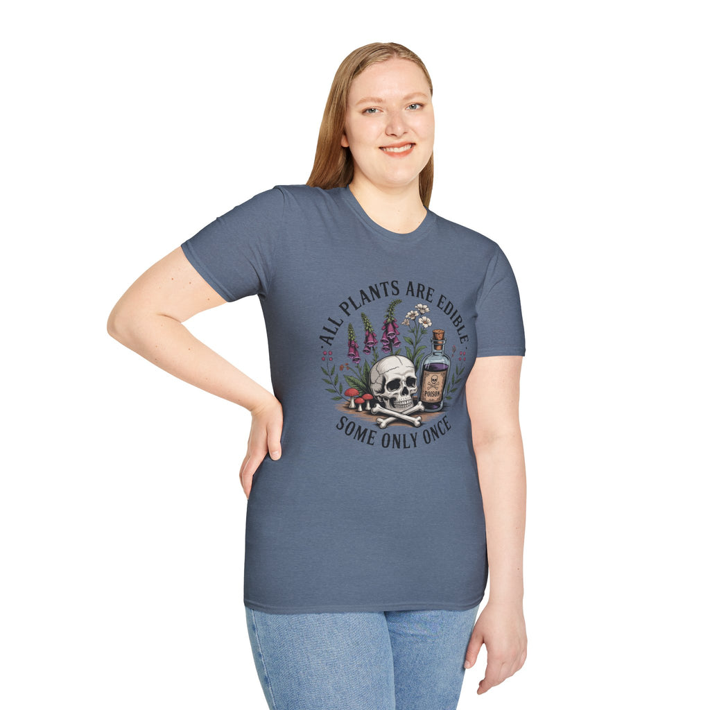 All Plants Are Edible T-Shirt — Botanical Skull & Apothecary Graphic Tee