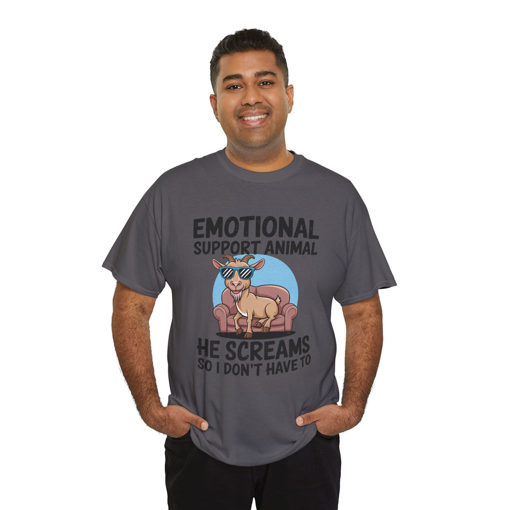 Funny Goat T-Shirt — He Screams So I Don't Have To Emotional Support Animal Gift Tee