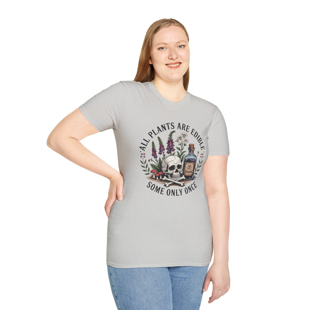 All Plants Are Edible T-Shirt — Botanical Skull & Apothecary Graphic Tee