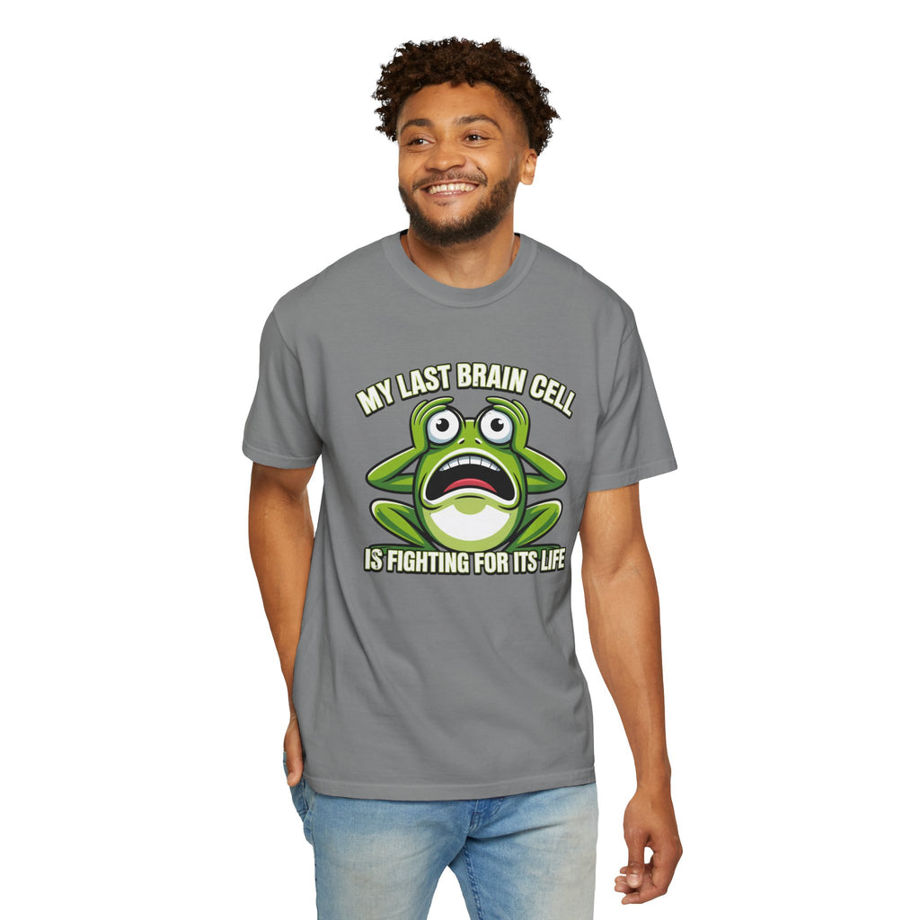 Funny Frog Graphic T-Shirt — My Last Brain Cell Is Fighting For Its Life Humor Gift Tee for Women
