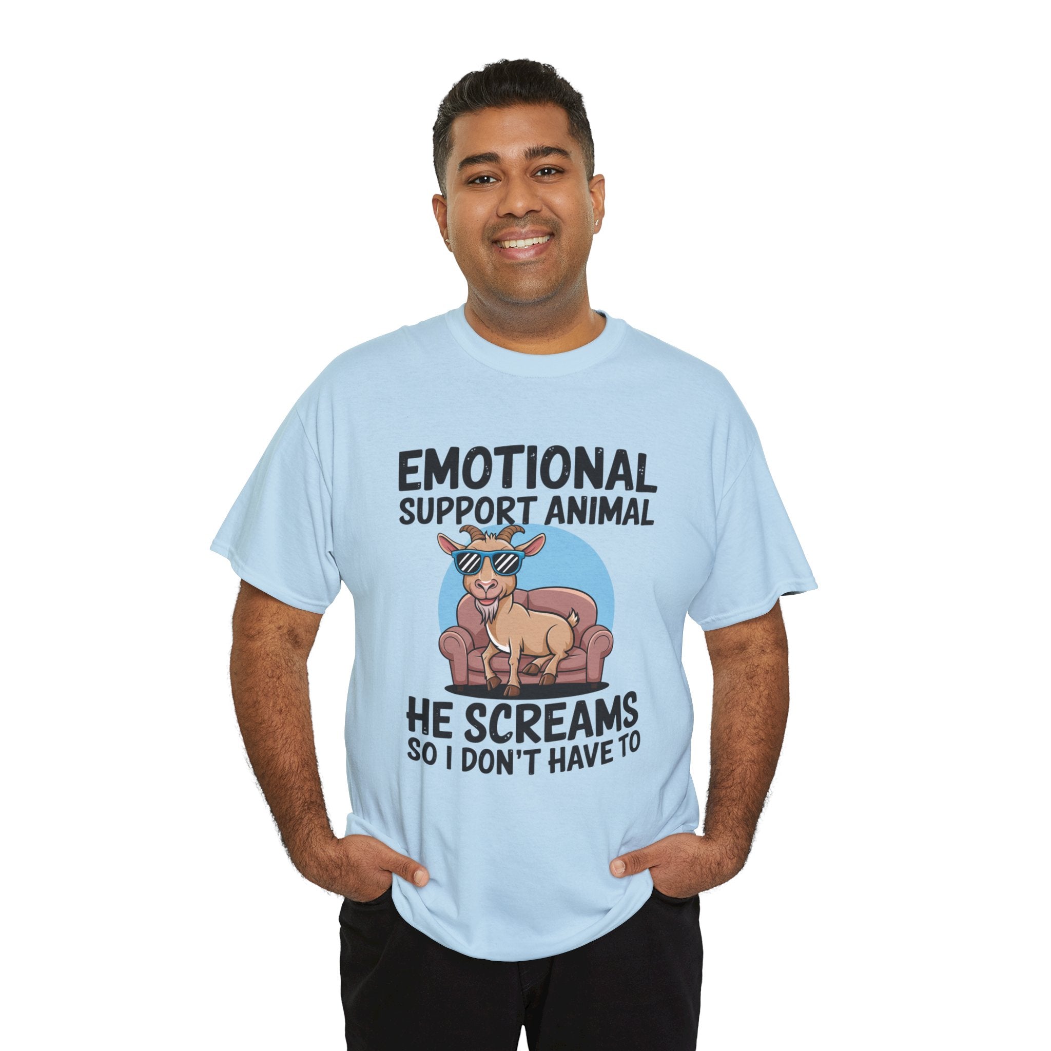 Funny Goat T-Shirt — He Screams So I Don't Have To Emotional Support Animal Gift Tee