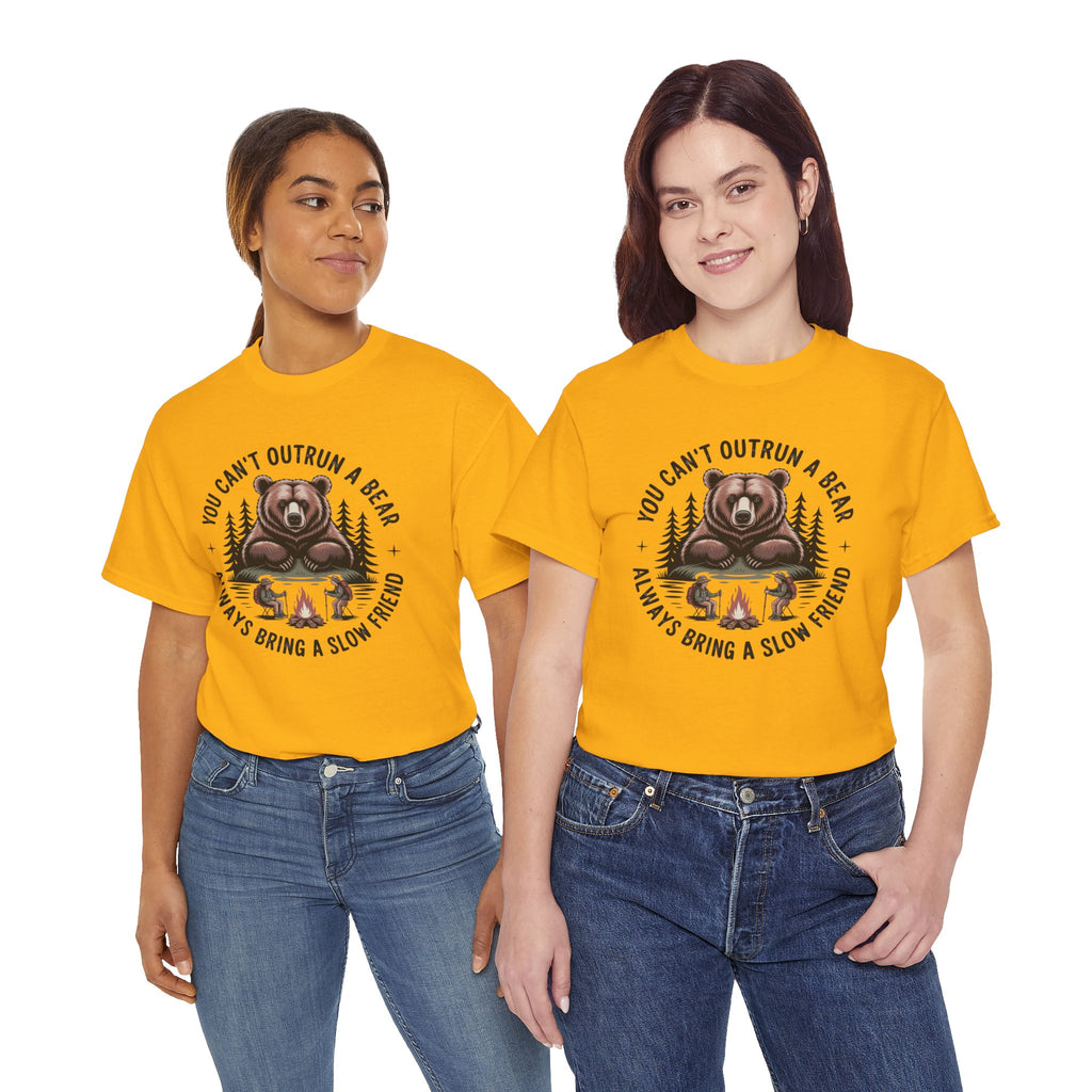 Bear Campfire T‑Shirt — "You Can't Outrun a Bear, Always Bring a Slow Friend" Camping Tee