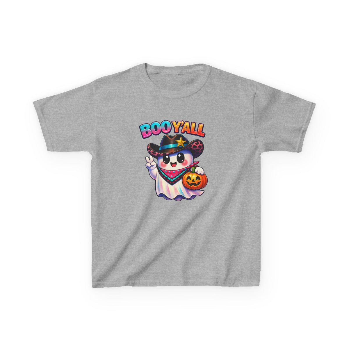 Kids Tee — 'Boo Y'all' Ghost Cowboy Halloween Shirt
