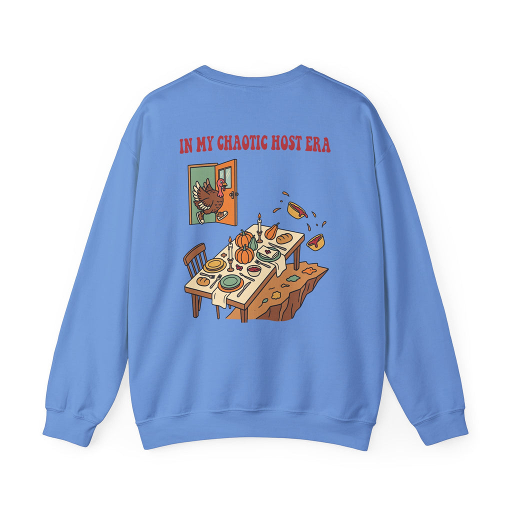 Funny Thanksgiving Host Crewneck Sweatshirt — My Table Seats 6 My Anxiety Seats 12 Gift Pullover