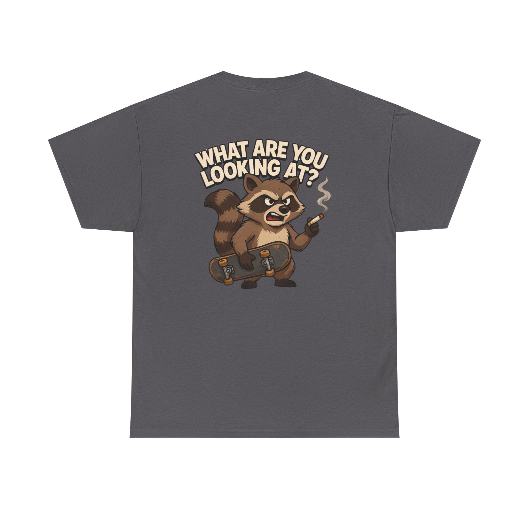 Graphic Tee — "What Are You Looking At?" Raccoon Illustration T-Shirt