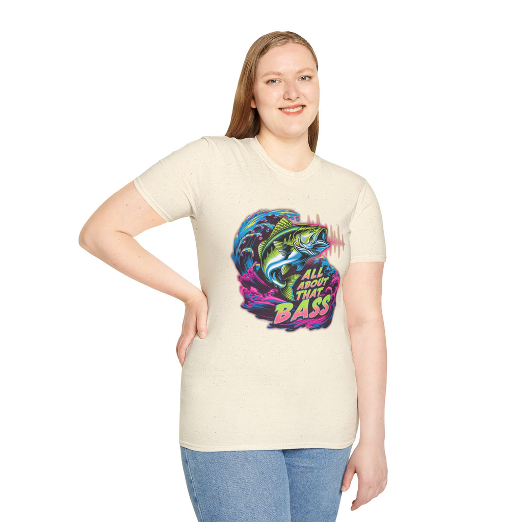 Bass Fishing T-Shirt — "All About That Bass" Retro Wave Graphic