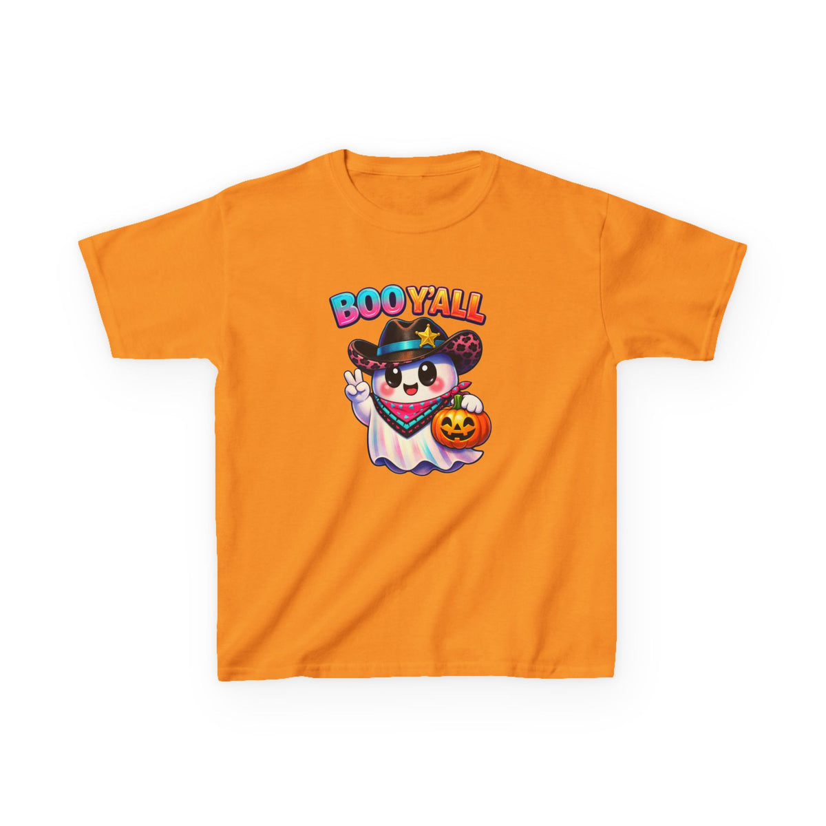 Kids Tee — 'Boo Y'all' Ghost Cowboy Halloween Shirt
