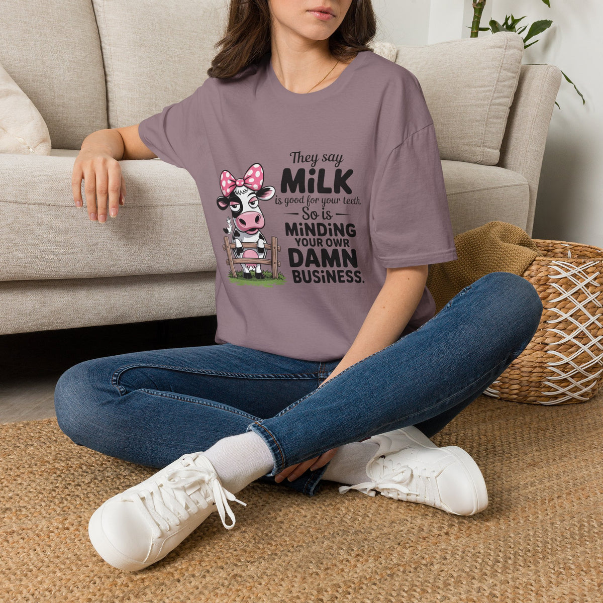 They Say Milk Is Good For Your Teeth - Funny Cow T-Shirt