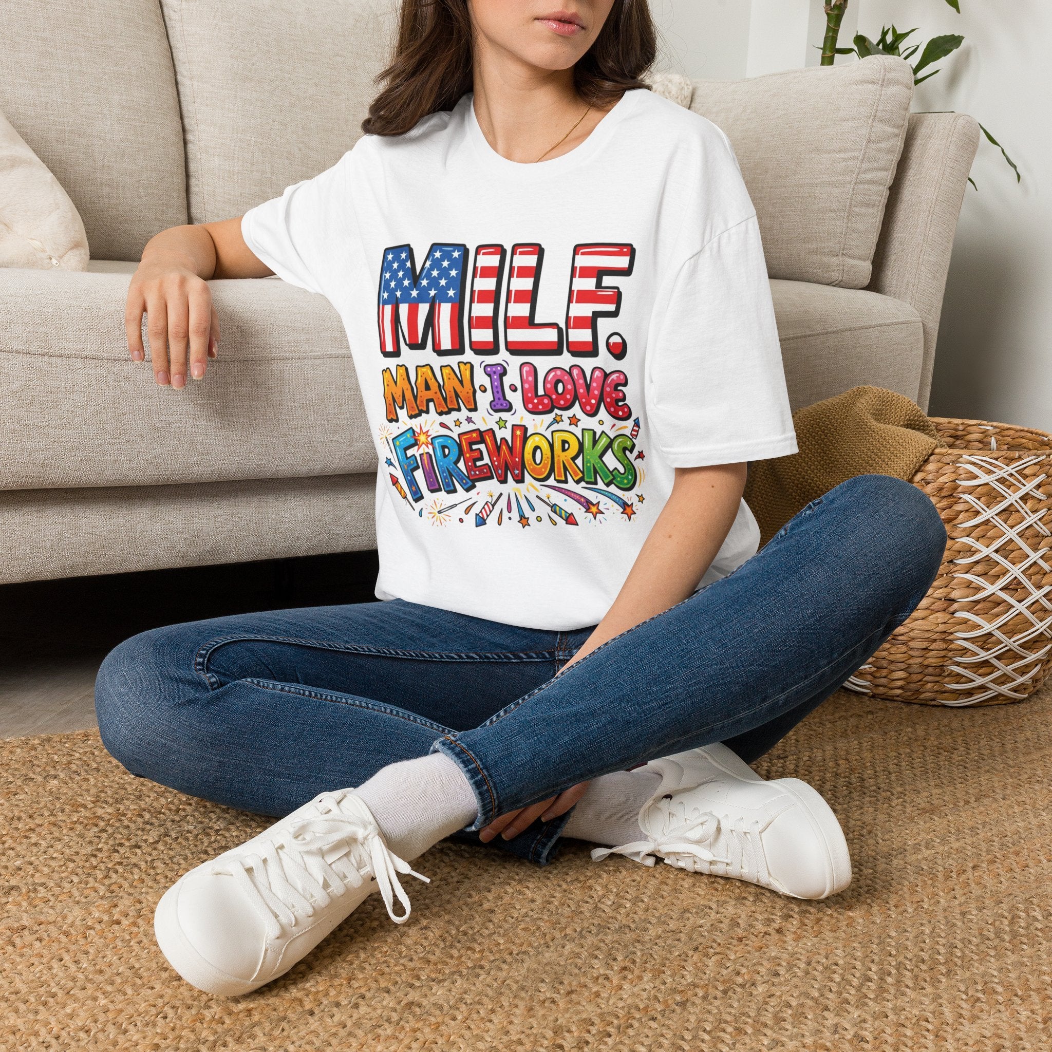 T-Shirt — "MILF. Man I Love fireworks" Patriotic Fireworks Graphic Tee