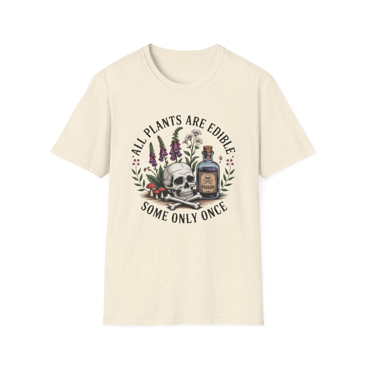 All Plants Are Edible T-Shirt — Botanical Skull & Apothecary Graphic Tee