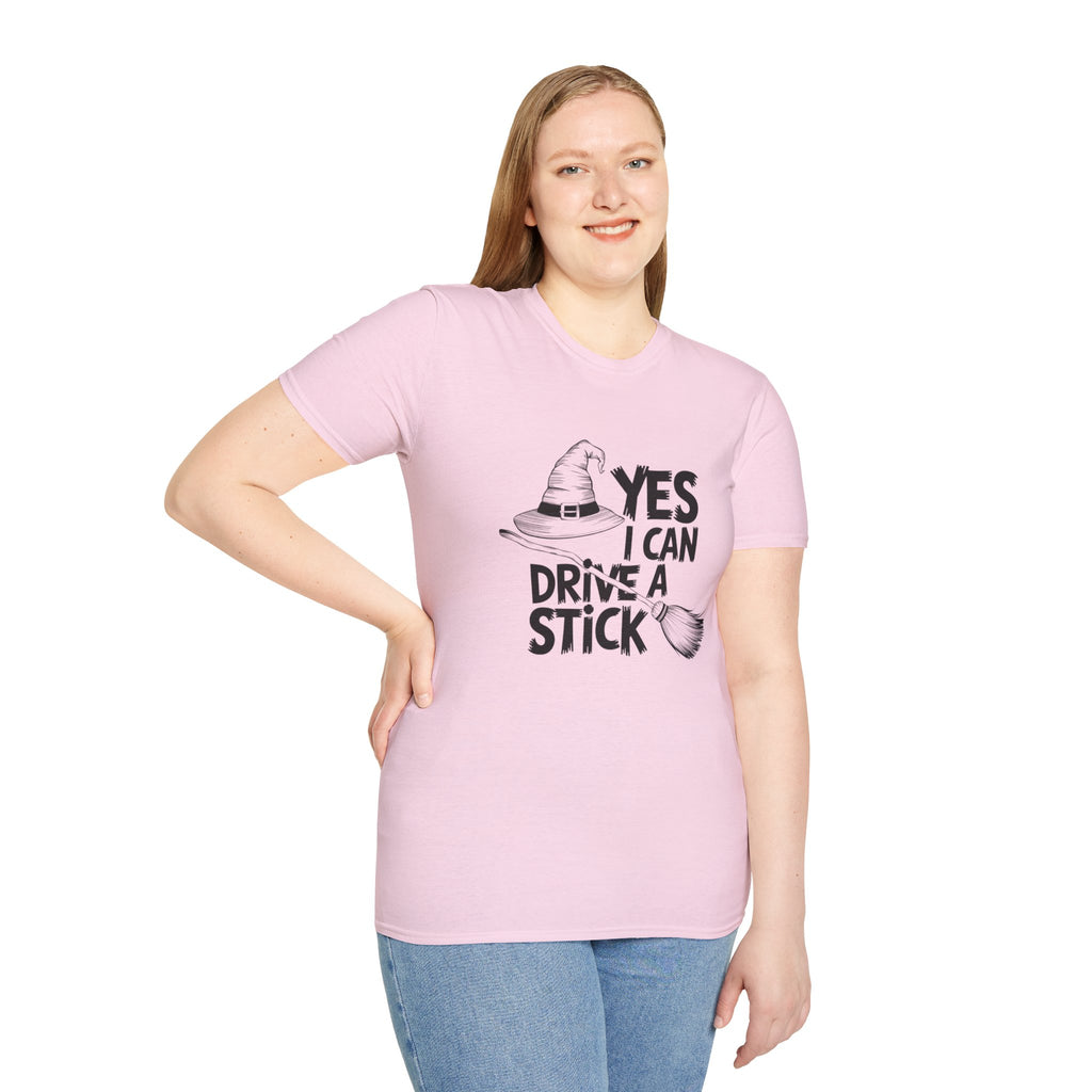 Witch Hat Tee - "Yes I Can Drive a Stick" Halloween T-Shirt