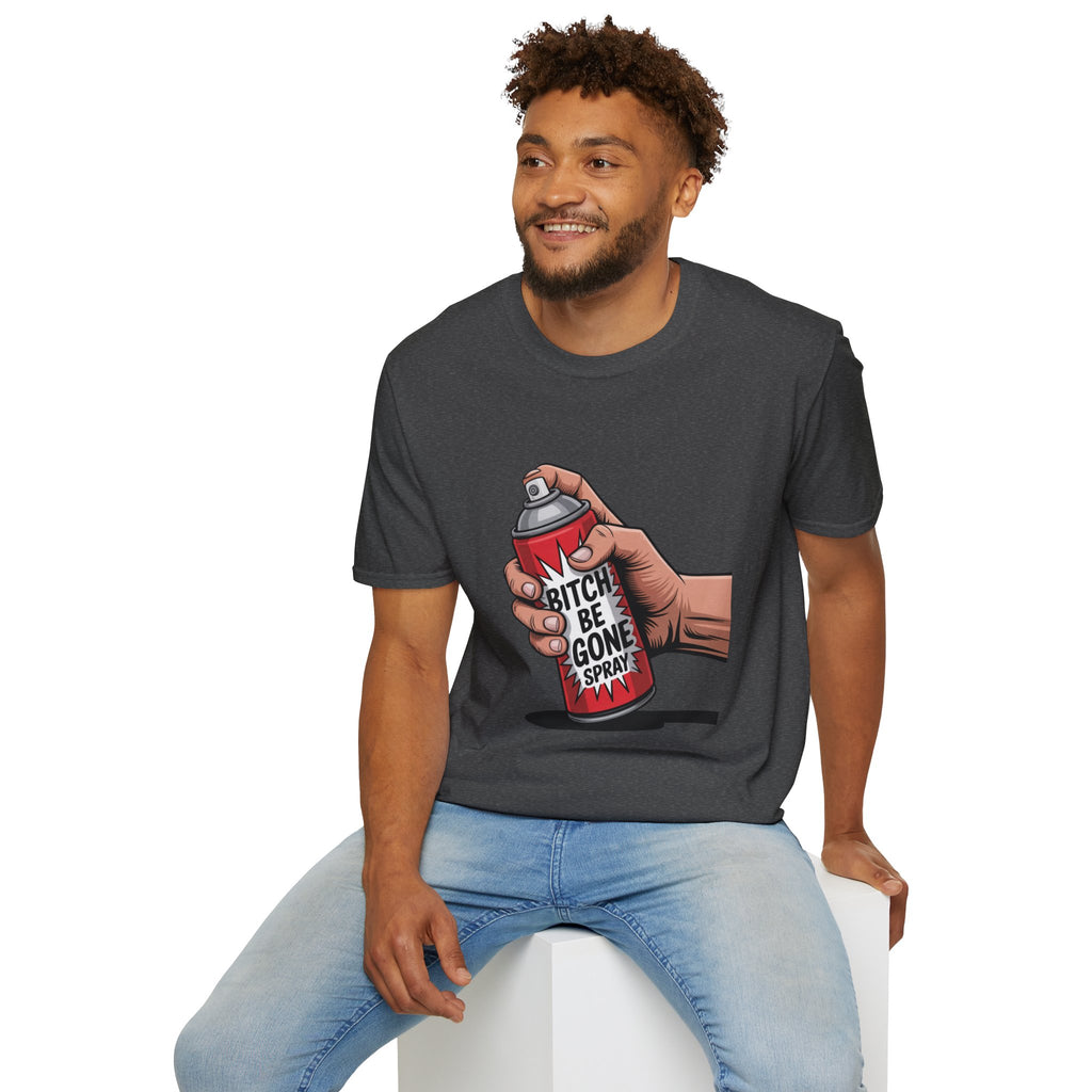 Funny 'Bitch, Be Gone' Spray T-Shirt — Pop Art Spray Can Graphic Tee