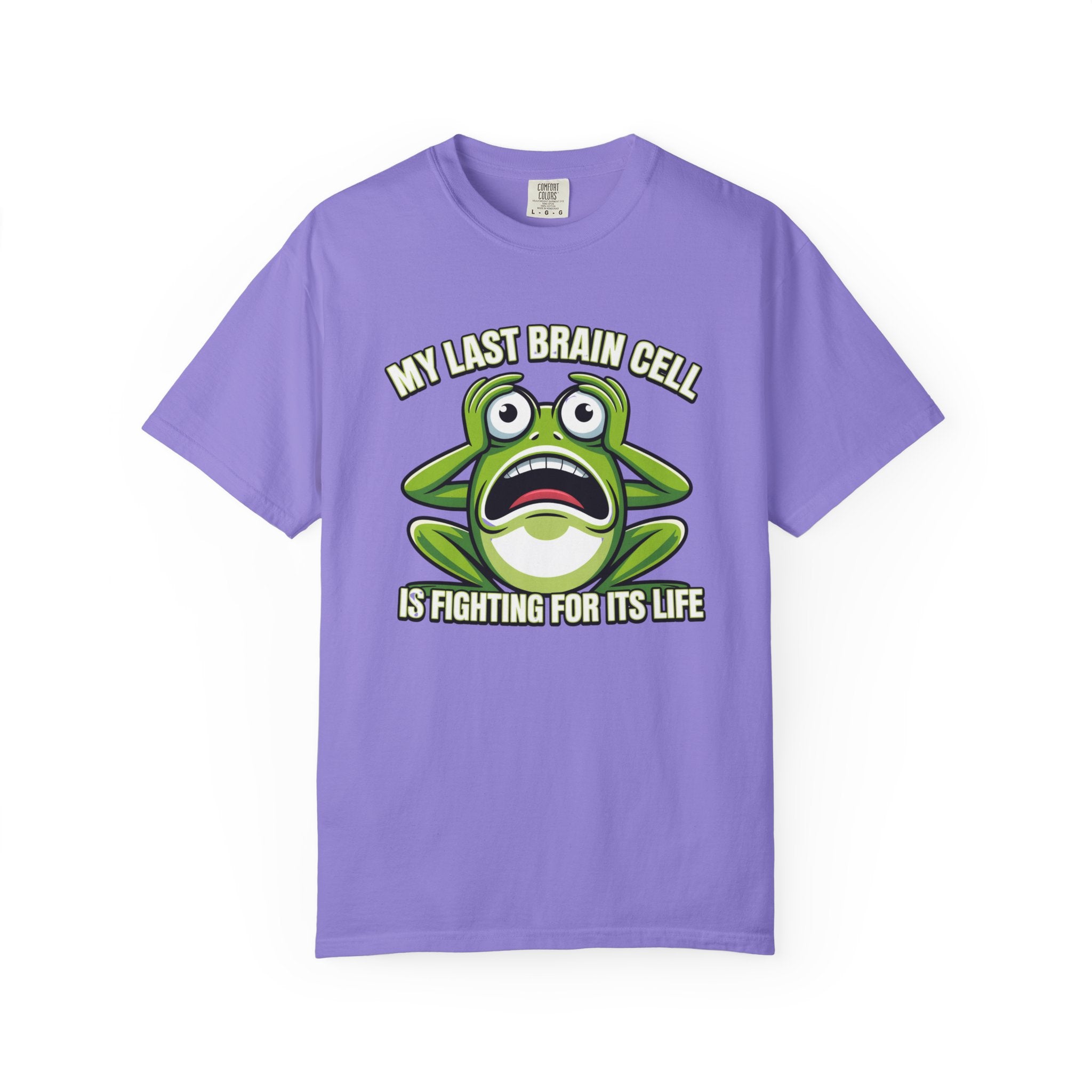 Funny Frog Graphic T-Shirt — My Last Brain Cell Is Fighting For Its Life Humor Gift Tee for Women