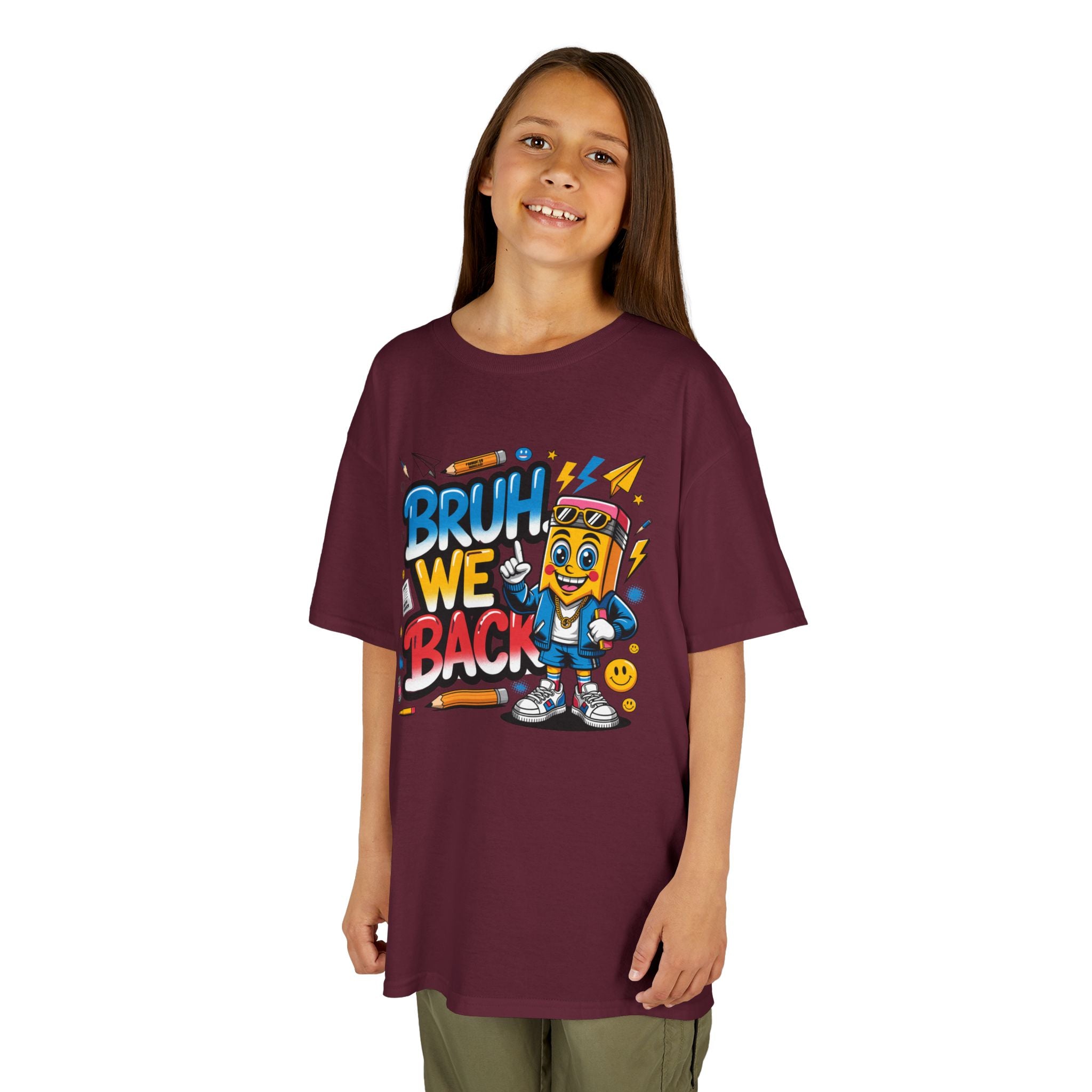Kids T-Shirt — "Bruh We Back" Cartoon Graphic Tee